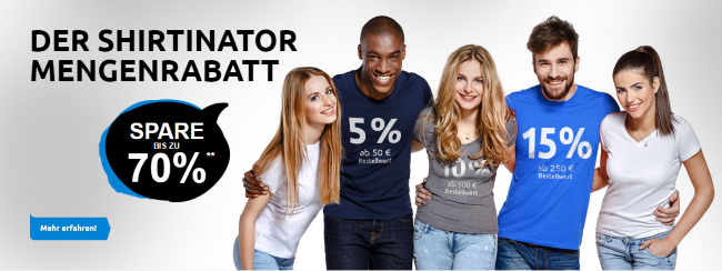 Der Shirtinator Mengenrabatt - Spare bis zu 70%