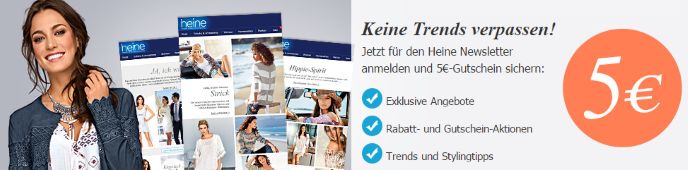 Jetzt für Heine Newsletter anmelden und 5€ Gutschein sichern
