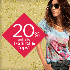 20% Rabatt auf alle T-Shirts & Tops bei heine