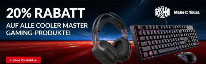 20% Rabatt auf alle Gaming Produkte von Coller Master bei Alternate