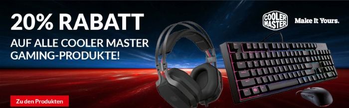 20% Rabatt auf alle Gaming Produkte von Coller Master bei Alternate