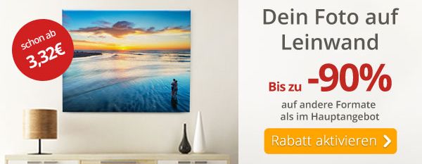 Dein Foto auf Leinwand bis zu 90% reduziert bei MeinXXL
