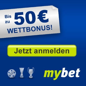 mybet: Bis zu 50€ Wettbonus - Jetzt anmelden!