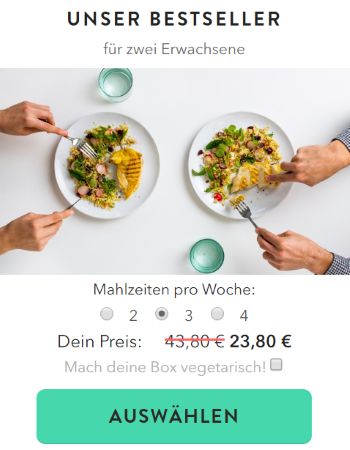 Marley Spoon Bestseller für zwei Erwachsene - 45% Rabatt