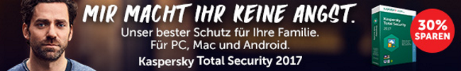 MIR MACHT IHR KEINE ANGST - 30% sparen - Kaspersky Total Security